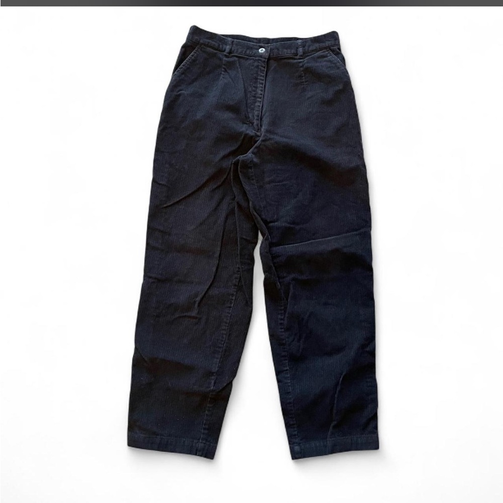 Vintage LL BEAN Black high waisted corduroy trousers with a relaxed fit 90s